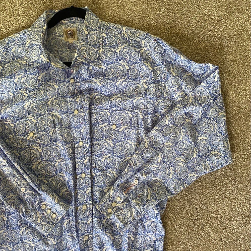 CINCH Long Sleeve Floral Print Pearl Snap Button Down Dress Shirt - Large